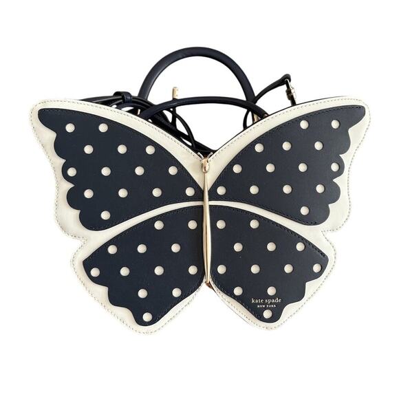 Kate Spade Wing It Polka Dot Wicker Butterfly Satchel - Brand New & Rare - Picture 8 of 14